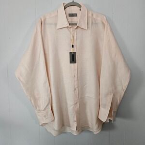 Canali 100% Linen Button Down Dress Shirt Mens XXL Made in Italy Quiet Luxury